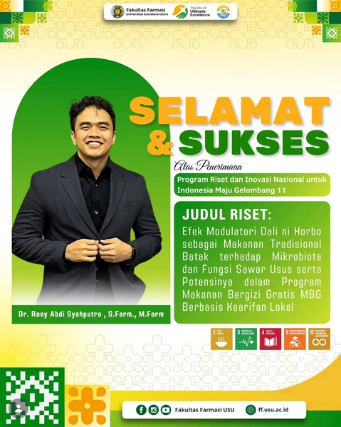 Dosen Fakultas Farmasi USU Raih Pendanaan Program Riset dan Inovasi Nasional Gelombang 11